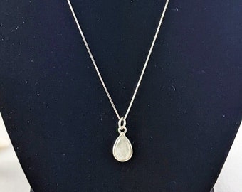 Moonstone Pendant Charm Necklace, 925 Sterling Silver, 18k Gold, Minimalist Yoga Necklace