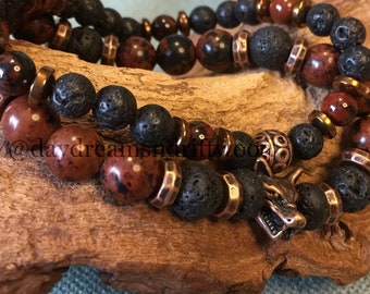 Kraftvolles Wolf Armband - Herren Mala Armband Set - 5 verschiedene Wolf Variationen verfügbar! Herren Yoga Armband