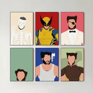 Puede incluir: Un conjunto de seis impresiones enmarcadas que representan a diferentes personajes de la serie de cómics X-Men. Las impresiones son de estilo minimalista con fondo blanco y contornos negros. Los personajes incluyen a Wolverine, Cíclope y Sabretooth.