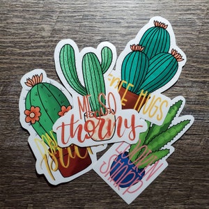 Pack d’autocollants en vinyle imperméable à l’eau Cactus Joke Pun