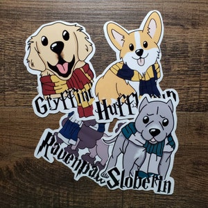 Dog House, Gryffindog, Sloberin, Hufflepup, Ravenpaw Waterproof Vinyl Sticker Pack