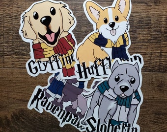 Dog House, Gryffindog, Sloberin, Hufflepup, Ravenpaw Waterproof Vinyl Sticker Pack