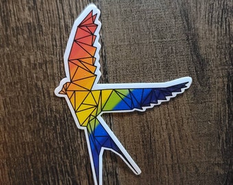 Oklahoma Scissortail Flycatcher Geometric Rainbow Waterproof Vinyl Sticker