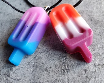 Bisexual Pride Popsicle Necklaces Made with Resin Can Be Key Chain As Well Lesbian