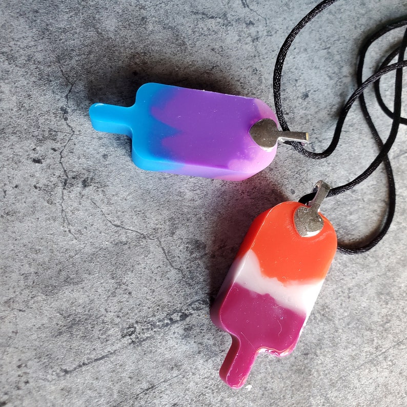 Bisexual Pride Popsicle Necklaces Made with Resin Can Be Key Chain As Well Lesbian