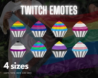 Pride Flag Cupcake Twitch Emotes -- Download instantâneo