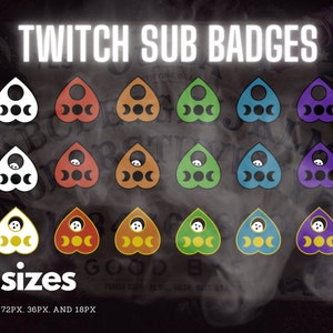 Colorful Planchette Twitch Sub Badges -- Instant Download