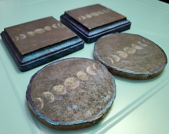 Porta-copos de madeira feitos à mão -- Conjunto de 4