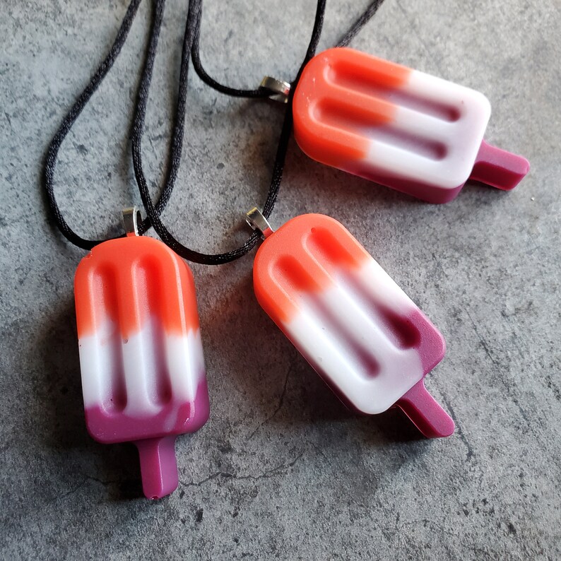 Bisexual Pride Popsicle Necklaces Made with Resin Can Be Key Chain As Well Lesbian