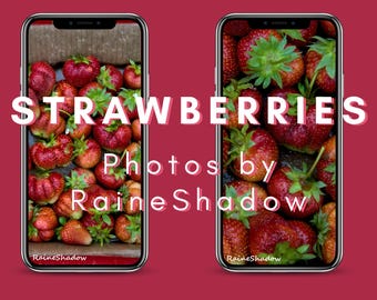 Strawberry Phone Wallpaper Pack | 2-Pack iPhone & Android Backgrounds (Digital Download)