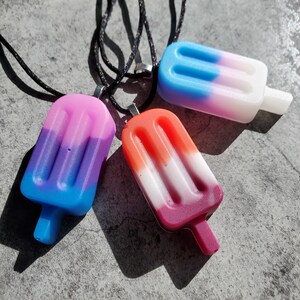 Bisexual Pride Popsicle Necklaces Made with Resin Can Be Key Chain As Well Lesbian