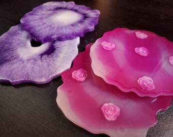 Conjunto de 2 porta-copos artesanais em resina