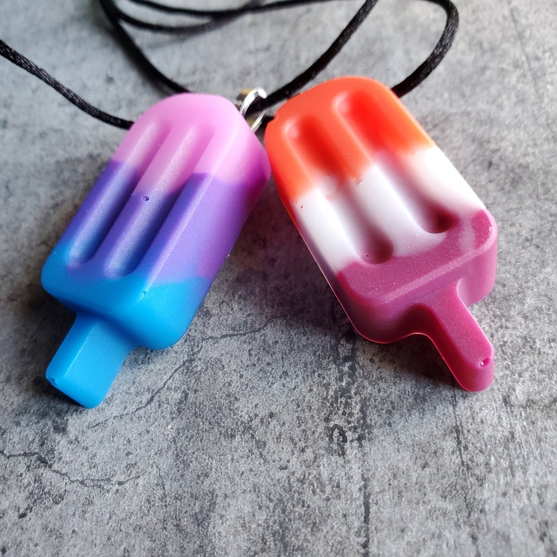 Bisexual Pride Popsicle Necklaces Made with Resin Can Be Key Chain As Well Lesbian