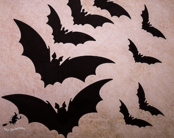 11 Fledermäuse | Moosgummi | Halloween | Dekoration | Girlande | Gruselig | Groß