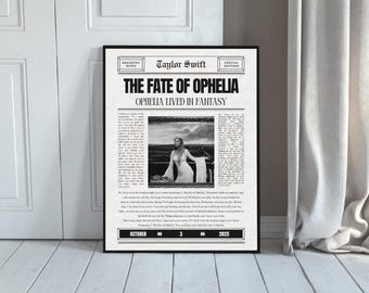 The Fate of Ophelia Newspaper Music Poster | Vintage Printable Wall Art | Digital Download