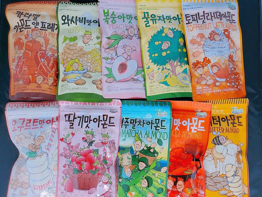 Famous Korean Tom's Farm Almond Snacks rare, Limited Quantity Etsy
