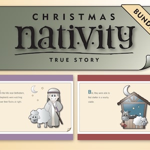 Christmas Nativity Story for Kids-Bundle-Nativity True Story-Christmas Activity-Arts and Crafts-Holiday fun-Printable-PDF-Movie-PowerPoint