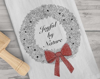 Joyful by Nature Tea Towel - Christmas Wreath Tea Towel