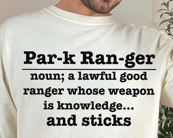 Zwaargewicht T-shirt Park Ranger Definition Comfort Colors: cadeau voor buitenmensen, parkwerkers, camping,