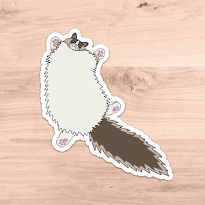 Fluffy Ragdoll Vinyl Sticker - Ragdoll Sploot Stretch Sticker