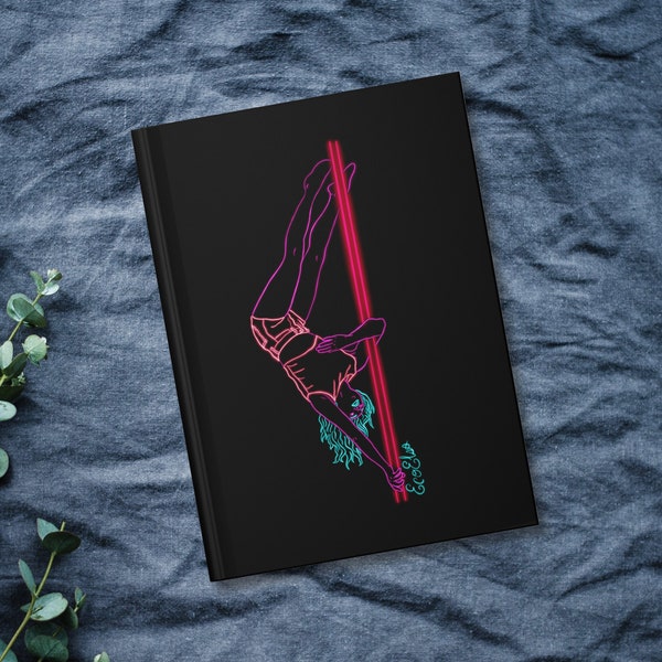 Retro 80s Rocker Pole Dancer Hardcover Journal