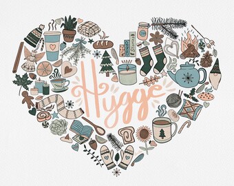 Lámina artística mate Hygge Heart: decoración cottagecore acogedora y escandinava