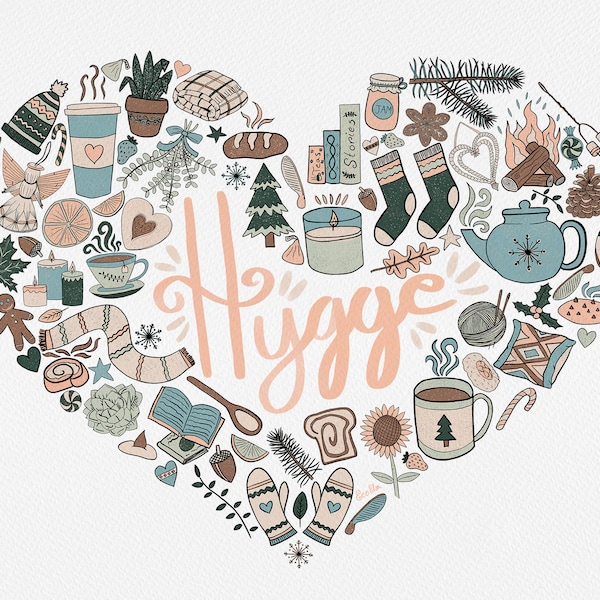 Hygge Heart Matte Art Print - Cozy Art Print - Scandinavian Art of Coziness - Lykke - Lagom - Koselig - Fika - Cozy Together - Cottagecore