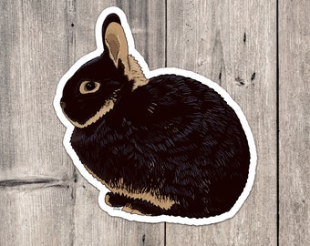 Netherland Dwarf Rabbit Vinyl Sticker - Black and Tan Dwarf Rabbit Vinyl Sticker