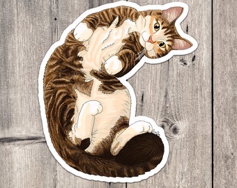 Snuggly Tabby Cat Sticker