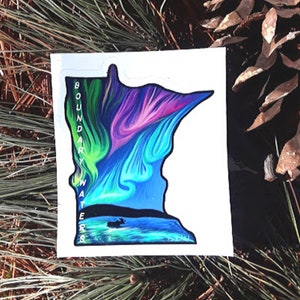 Minnesota Boundary Waters Sticker -  Minnesota Northern Lights Decal