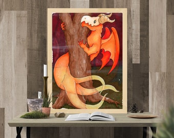 Autumn Dragon Illustration 11 x 14 Art Print