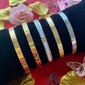 gold/silver bangle bracelet in stainless steel and 18k gold plated