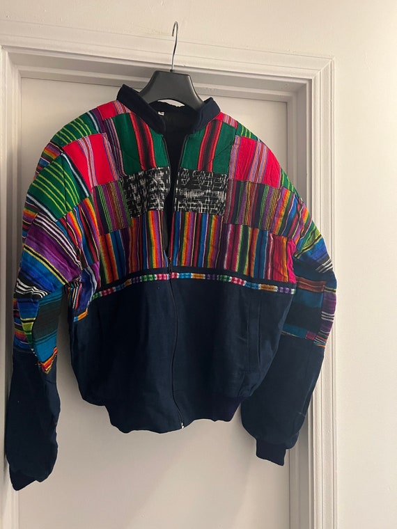 Traditional multi color Boho style bomber jacket