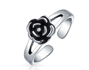 Flowers Vine Leaf Oxidized Midi Done Band Toe Ring For Women For Teen 925 Silver Sterling Adjustable