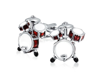 Mens Drum Kit Music Cufflinks Birthday Gift