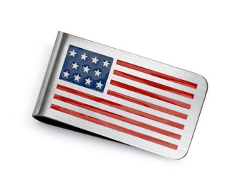 American Flag Military Wallet Boyfriend Gift Engraved & Antiqued Copper Money Clip Husband gift Gift For Him Stars & Stripes 