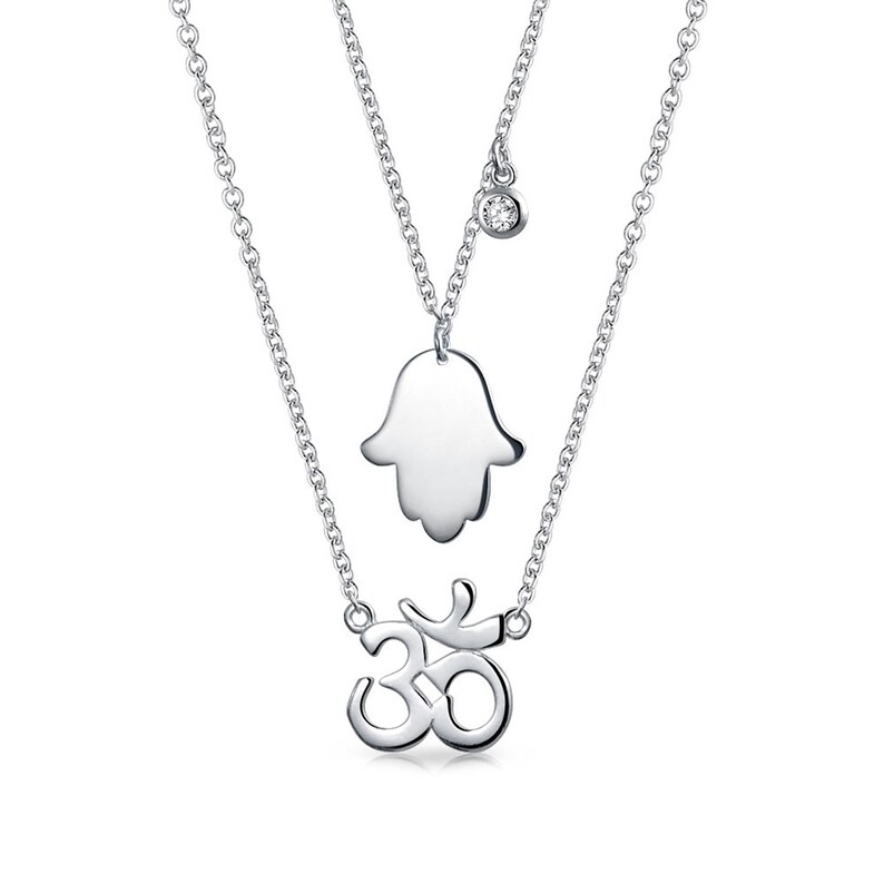 Personalized Hamsa Hand Of God Aum Om Ohm Sanskrit Symbol Yoga Pendant Necklace 925 Sterling Silver Custom