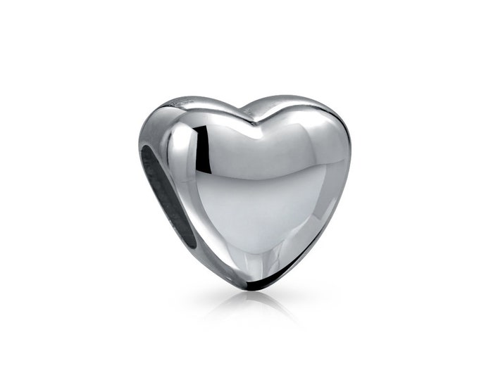 Personalized Basic Simple Heart Shape Charm Bead For Women 925 Sterling Silver Fits European Bracelet Custom Engraved