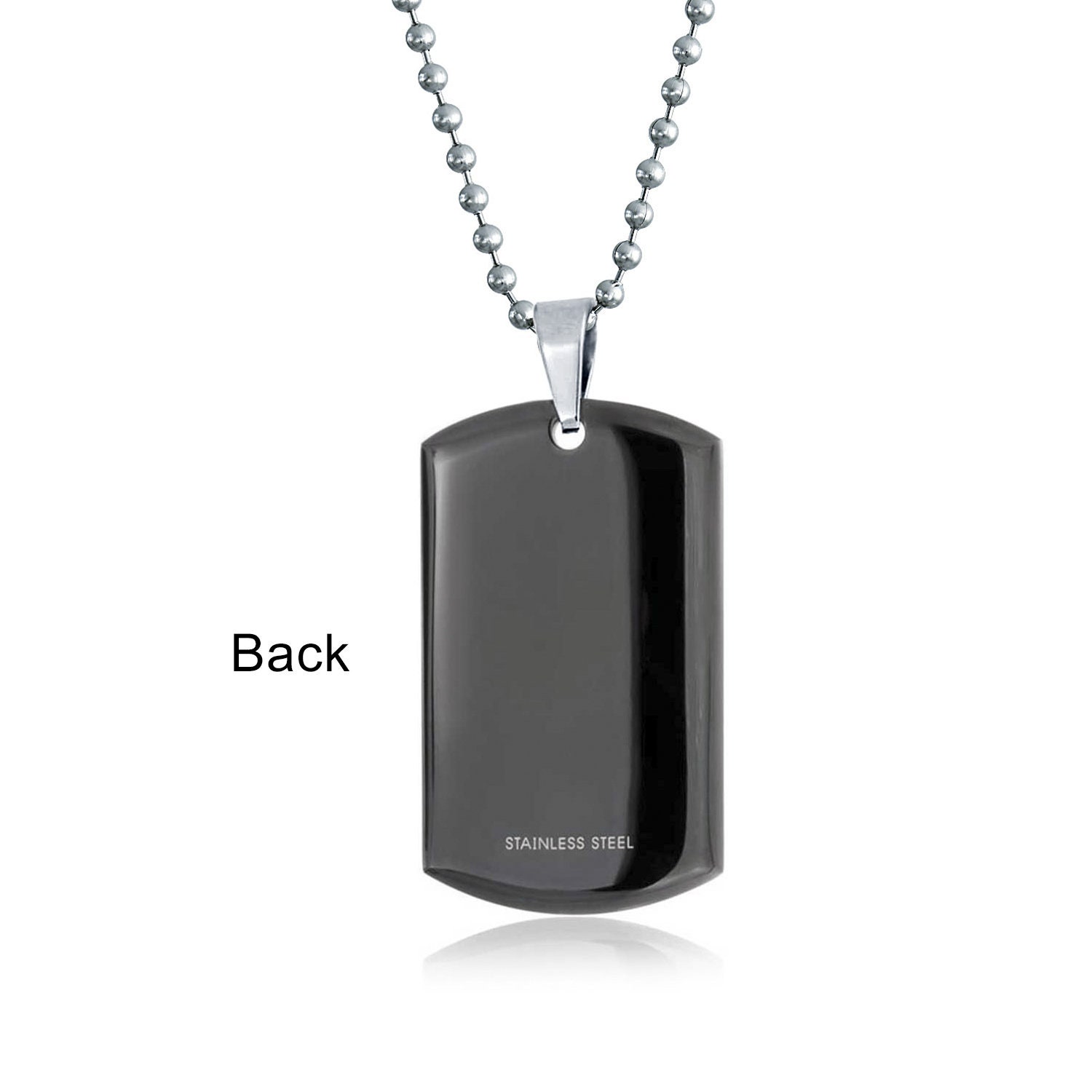 Personalized Black Dog Tag Pendant Necklace for Men CZ Edge Etsy