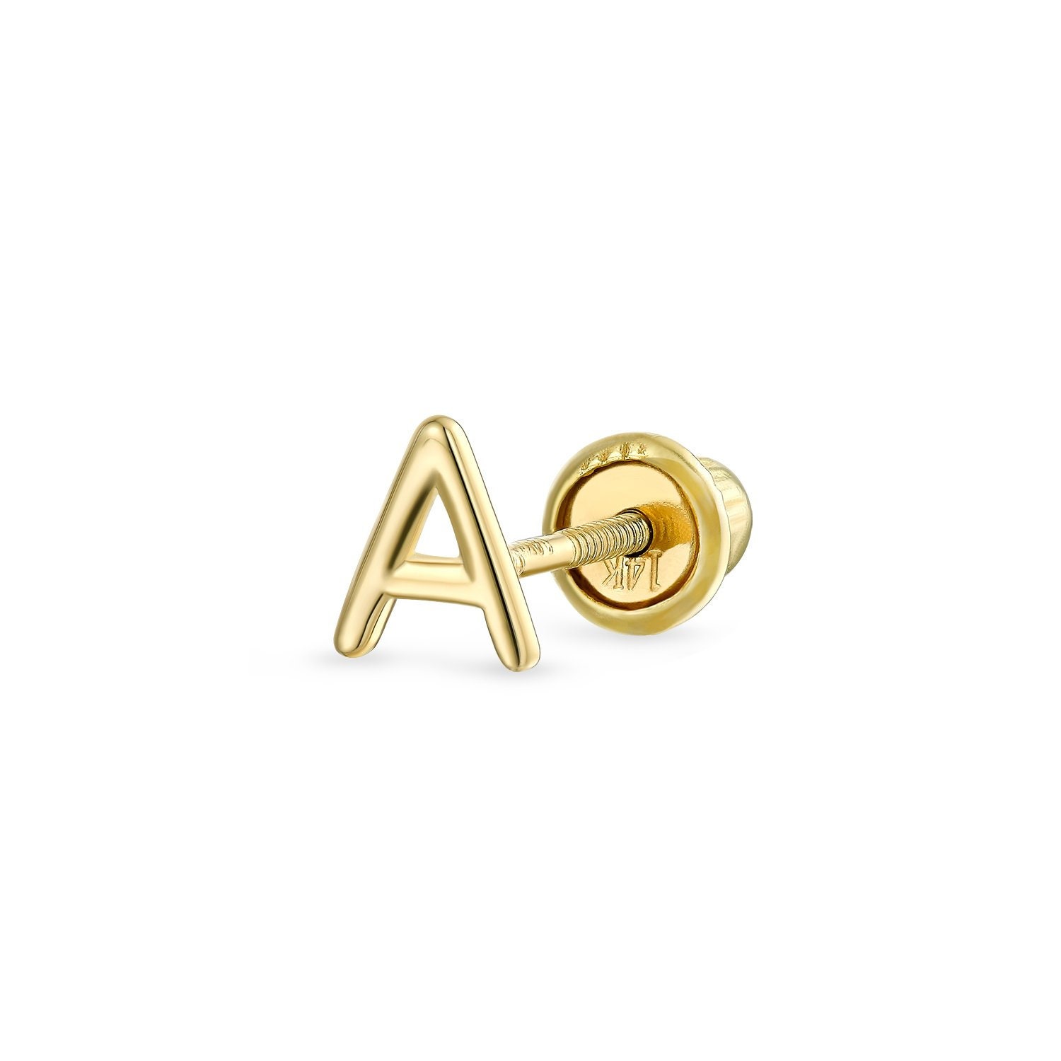 Abc Minimalist Real Yellow 14K Gold Capital Block Alphabet Letter Ini…