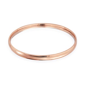Personalized Domed Stackable 5MM Round Smooth Bangle Bracelet Rose Gold Plated Stainless Steel 8 In Custom Engraved