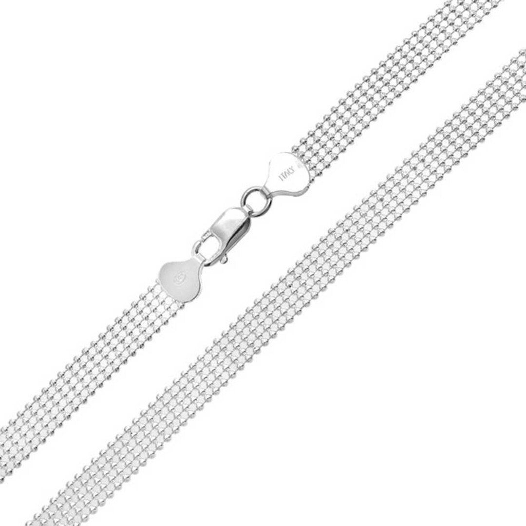 Mesh Five Row Shot Bead Ball Chain Necklace Solid Sterling Etsy