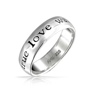 Coastal Jewelry Women's 'True Love Waits' Cursive Script Stainless Steel  Ring