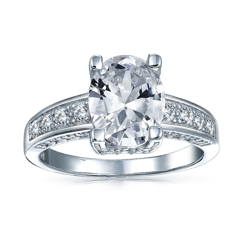 Personalized 3CT 925 Sterling Silver AAA CZ Oval Solitaire Engagement Ring Band