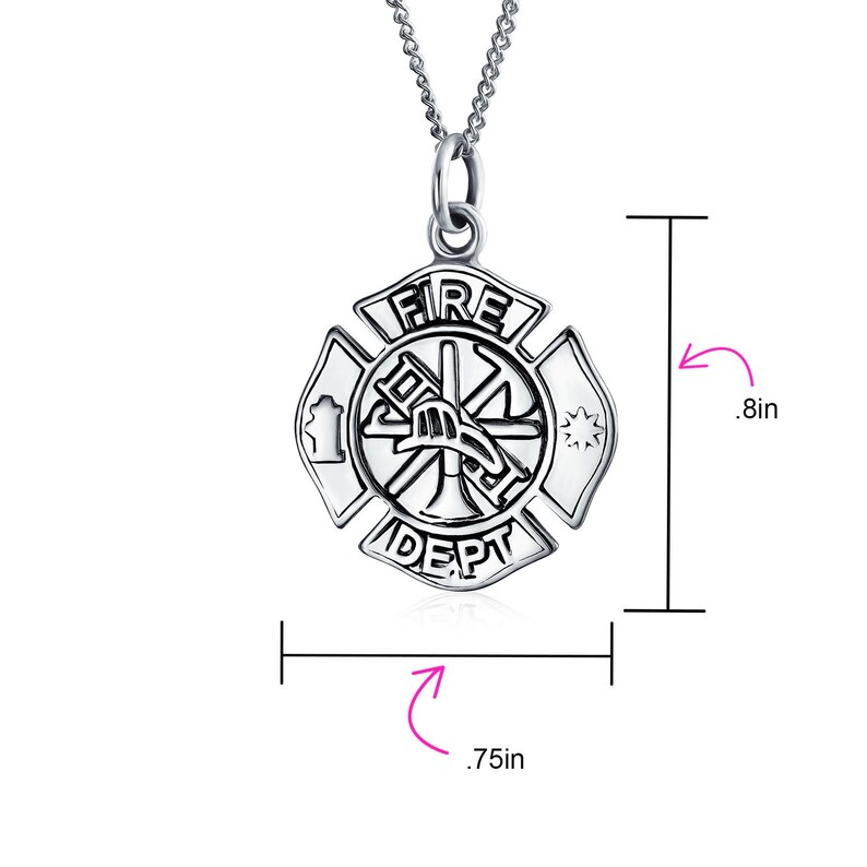 Personalized Firefighter Fire Dept Shield Medallion Cross Round Pendant Or Sterling Silver Necklace Custom Engraved Necklaces Jewelry Rce In - Custom Made Firefighter Pendant