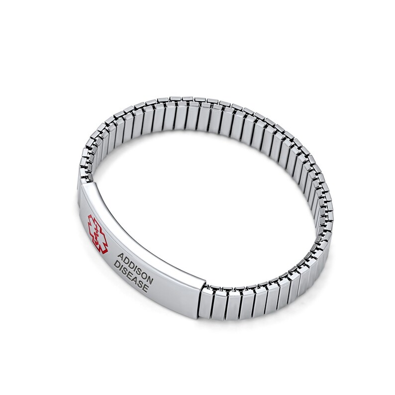 Unisex Personalized Medical Alert ID Stretch Bracelet Etsy