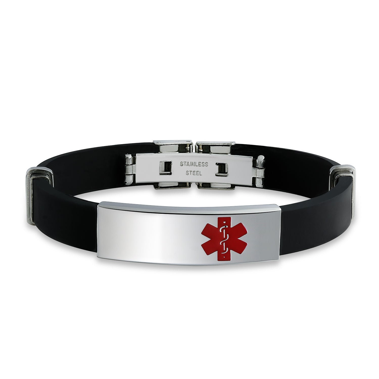 Pin Tuck Silicone Bracelet Band, Medical Alert. 