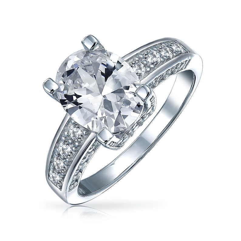 Personalized 3CT 925 Sterling Silver AAA CZ Oval Solitaire Engagement Ring Band