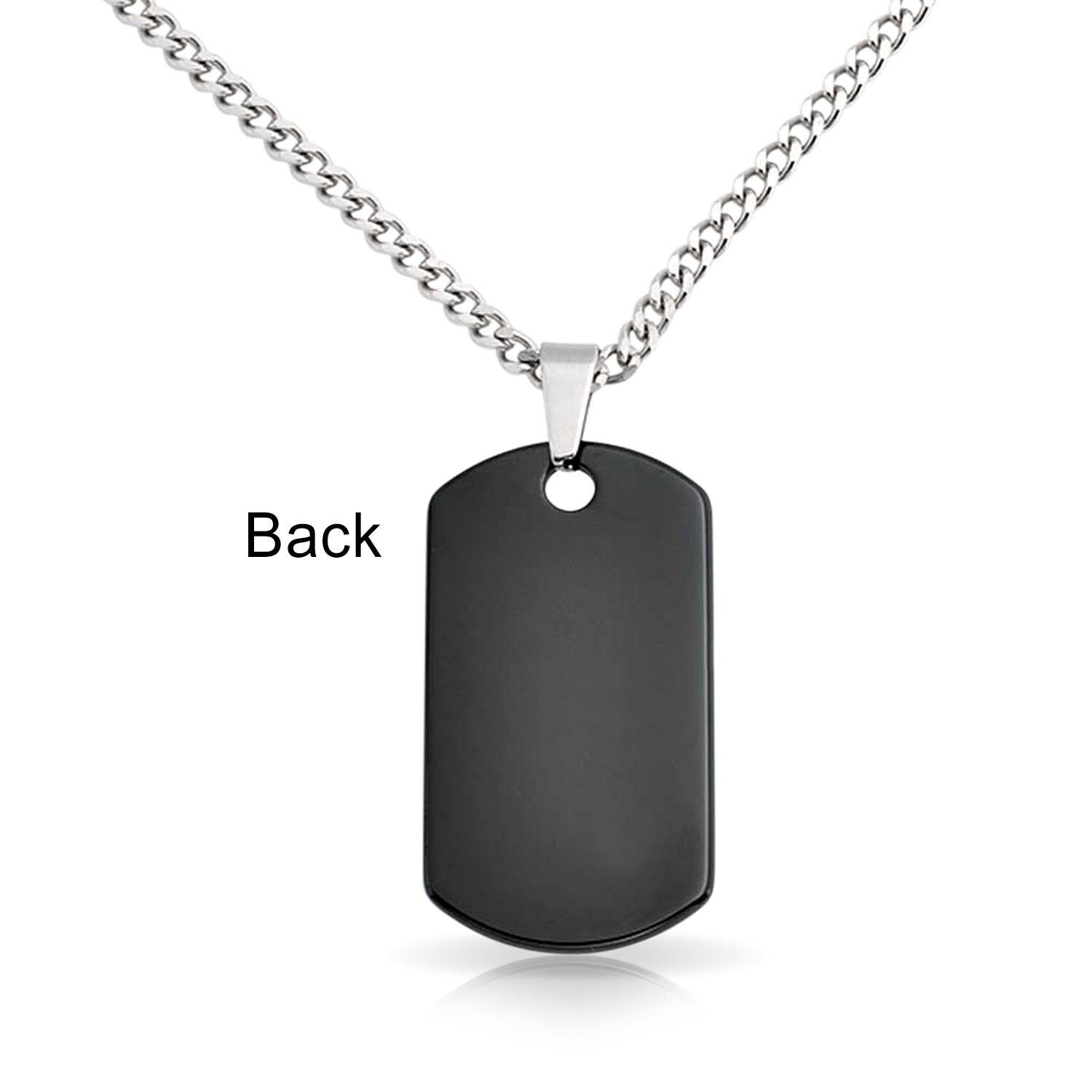 Personalized Simple Basic Mens Black Dog Tag Pendant Necklace Etsy