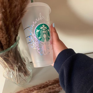 Floral Starbucks Name Tumbler| Reusable Cold Cup, 24 Oz Cup, Valentines Day Gift for Girlfriend, Starbucks Venti Cup, Bridal Party